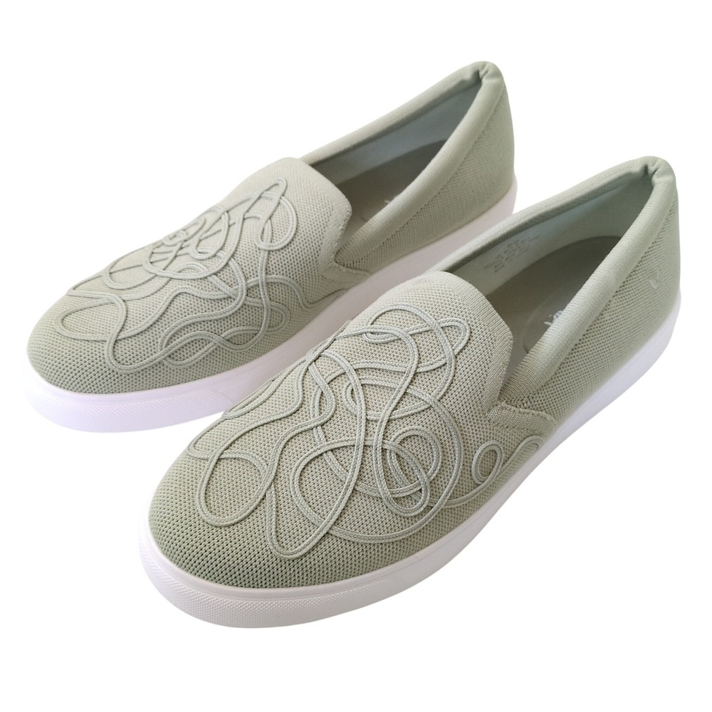 VIVAIA V-Tune Slip On Sneakers Matcha Green Embroidered Shoes W13 Knit Eco
